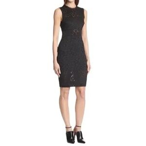 Elizabeth & James Women's Black Sleeveless Silk Laser Cut Sheath Dress Size 0
